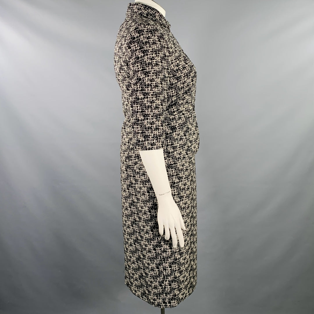 MICHAEL KORS COLLECTION Size 10 Black White Wool Tweed Shift Dress Jacket Set