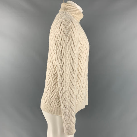VINTAGE Size M Cream Knit Turtleneck Sweater