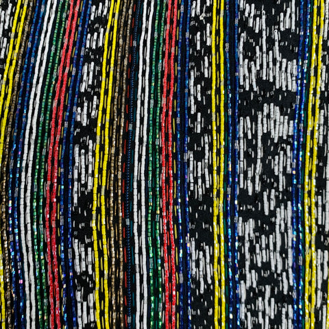 SAINT LAURENT Veste en viscose Ikat brodée multicolore perles noire Taille XL