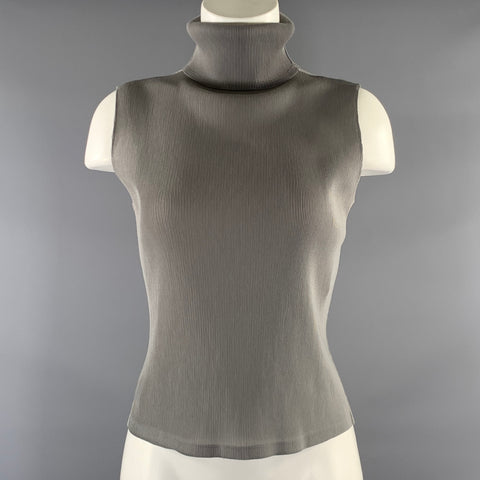 PLEATS PLEASE by ISSEY MIYAKE Size M Grey Polyester Crinkled Dress Top