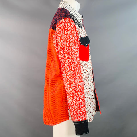 CALVIN KLEIN COLLECTION Size S Multi Color Patchwork Bandana Cotton Long Sleeve Shirt