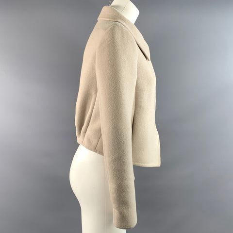 PRADA Size 4 Tan Cropped Jacket Indoor Blazer