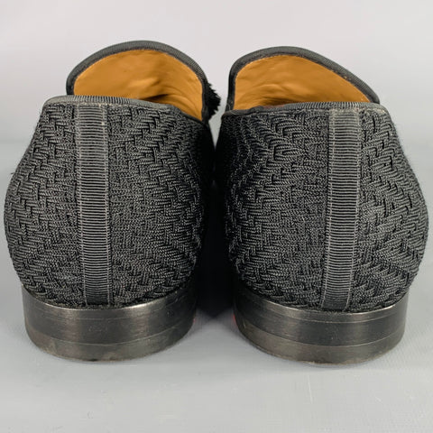CHRISTIAN LOUBOUTIN Size 13 Black Woven Tassels Loafers