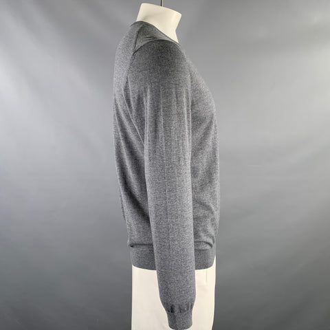 HUGO BOSS Size XL Grey Knitted Wool Crew-Neck Pullover
