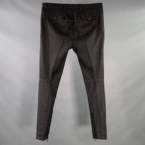 LANVIN Size 32 Charcoal Wool Cashmere Ankle Zip Flat Front Dress Pants