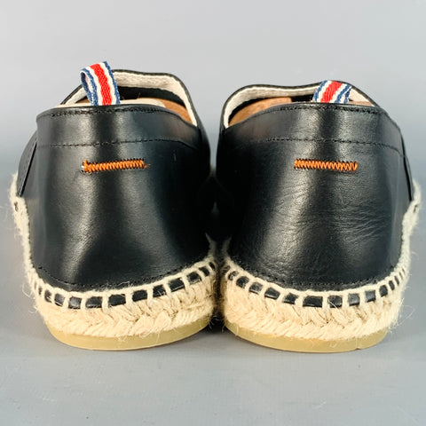CASTANER Size 11 Black Beige Leather Espadrille Sneakers