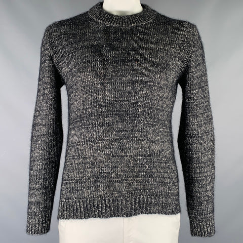 STEPHAN SCHNEIDER Size XL Grey Black Knit Cotton Blend Crew Neck Sweater