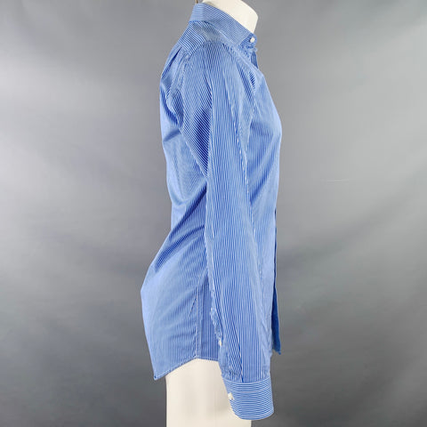 RALPH LAUREN Size S Blue White Stripe Cotton Spread Collar Long Sleeve Shirt
