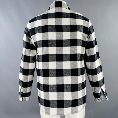 SANDRO Size M Black White Buffalo Plaid Cotton Shirt Jacket