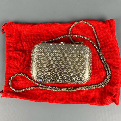 ANDRE CELLINI Silver Metallic Floral Rhinestones Handbag