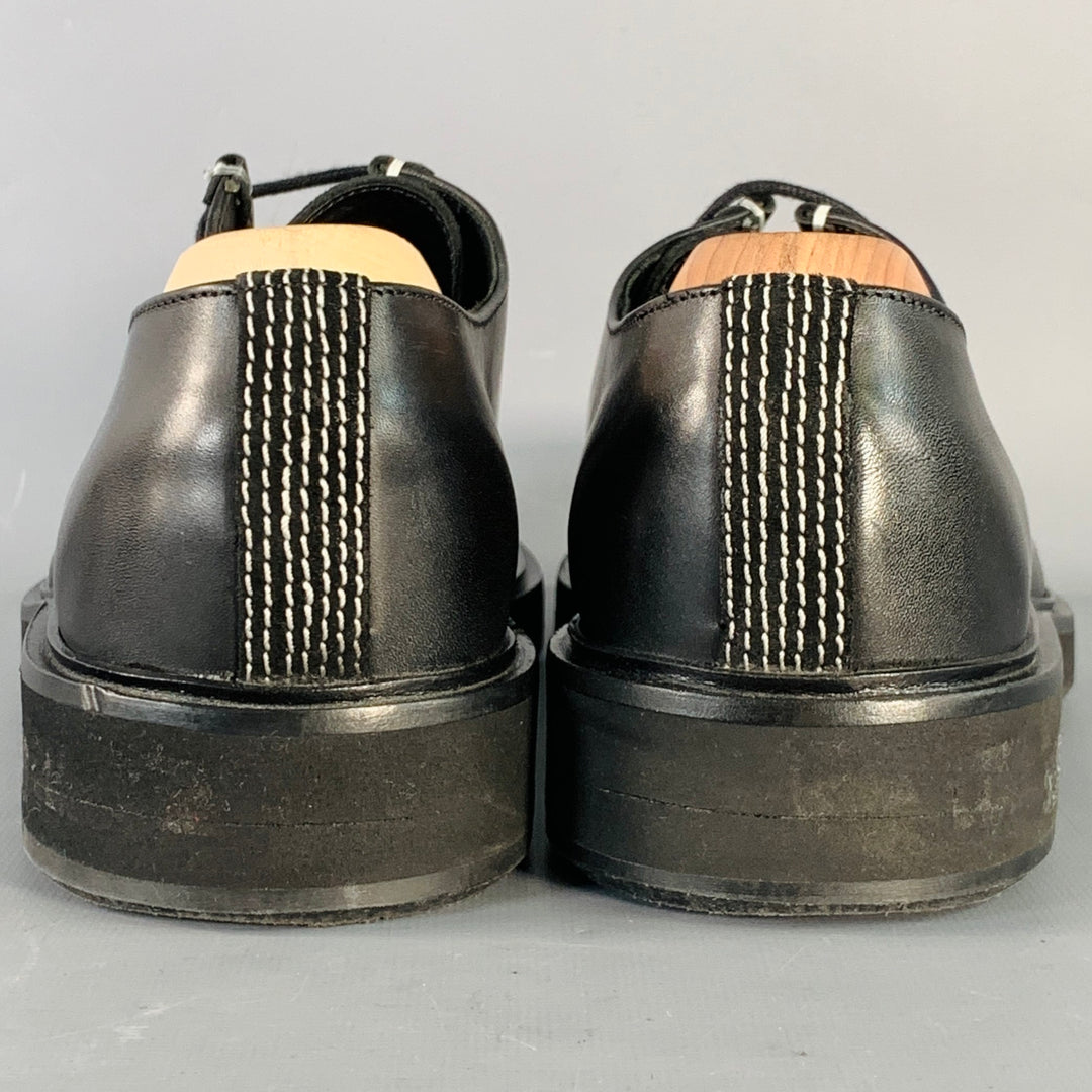 PS by PAUL SMITH Size 10 Black Contrast Stitch Leather Split Toe Moccasin Lace-Up Shoes