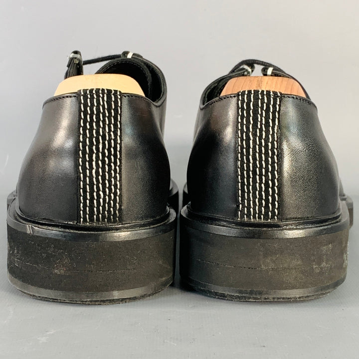 PS by PAUL SMITH Size 10 Black Contrast Stitch Leather Split Toe Moccasin Lace-Up Shoes