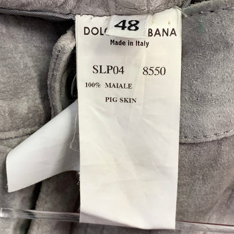 DOLCE & GABBANA Size 32 Grey Suede Five Pockets Straight Casual Pants