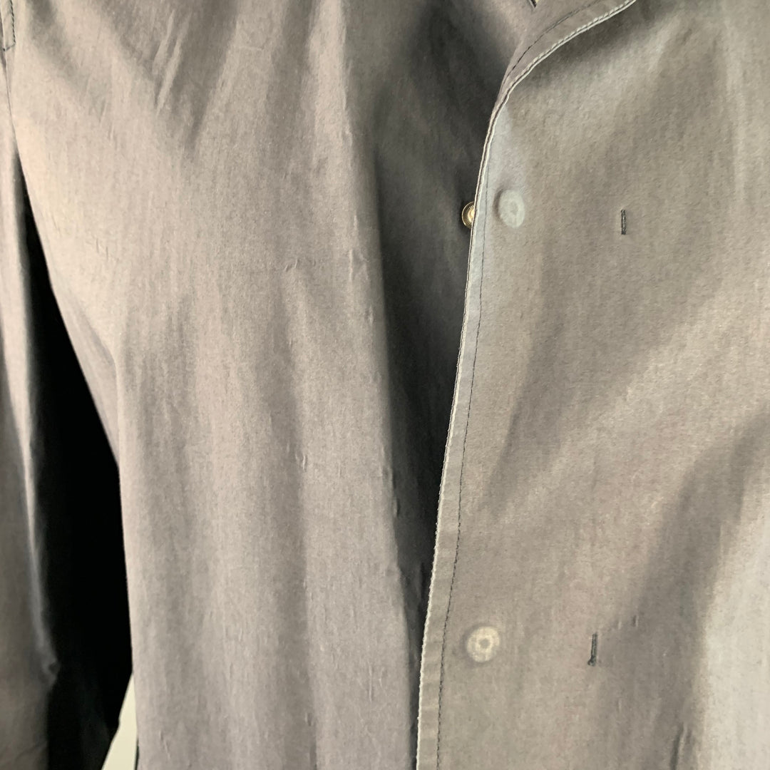 JIL SANDER Size 42 Black Cotton Spread Collar Snaps Coat