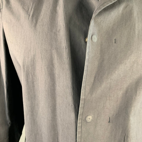JIL SANDER Size 42 Black Cotton Spread Collar Snaps Coat