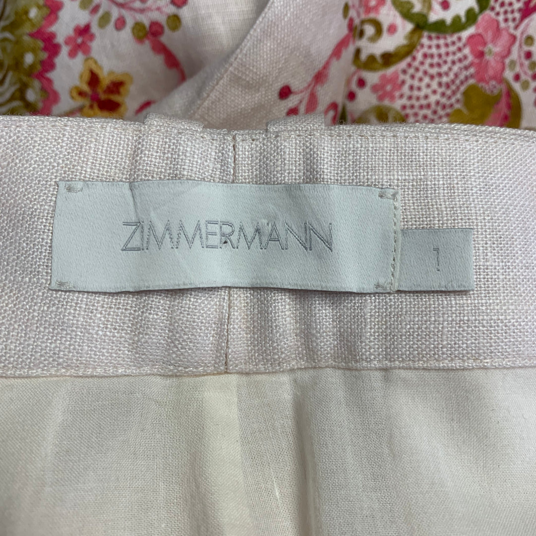 ZIMMERMANN Size S Pink Olive Linen Embroidered High Waisted Dress Pants –  Sui Generis Designer Consignment