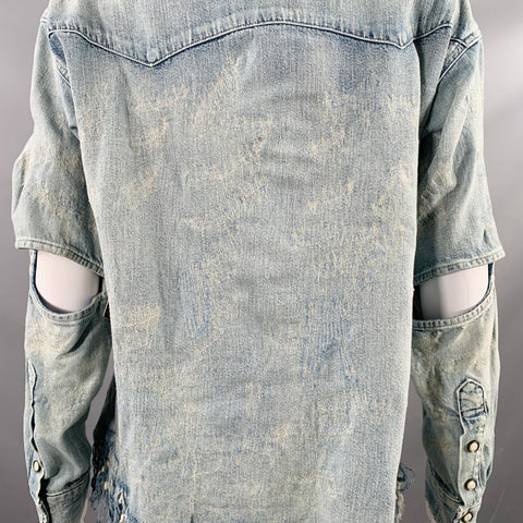 LEVI STRAUSS x FACETASM SS20 Size XS Mutation Blue Cotton Distressed Western Shirt