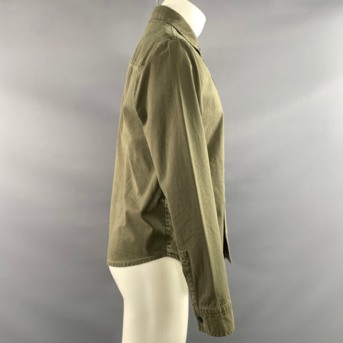 JAMES PERSE Size S Green Olive Patchwork Cotton Hidden button fly Jacket