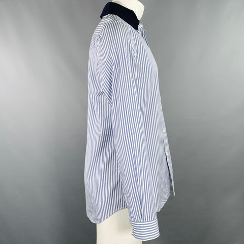 MARNI Size S Blue White Stripe Cotton Long Sleeve Shirt