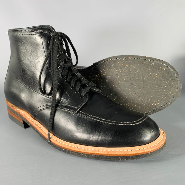 ALDEN Size 10 Black Tan Leather Lace Up Ankle Boots