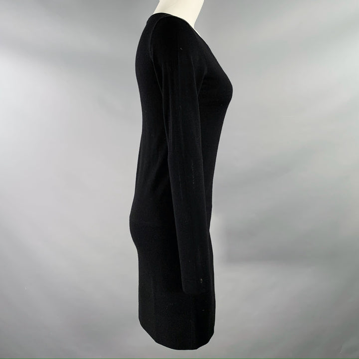 THEORY Size S Pazia Preen Black Wool Long Sleeve Above Knee Dress