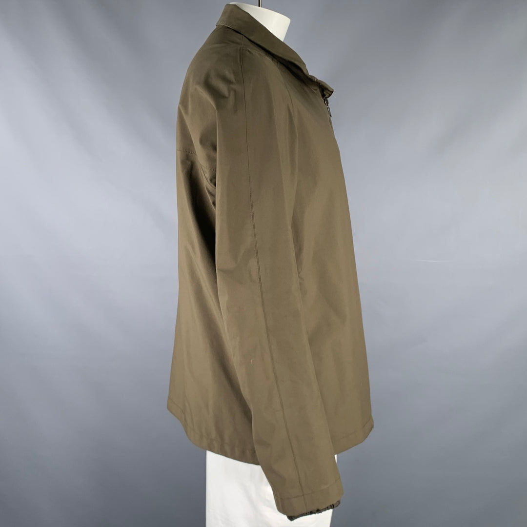 PRADA Size 44 Olive Green Polyester Nylon Zip Up Jacket