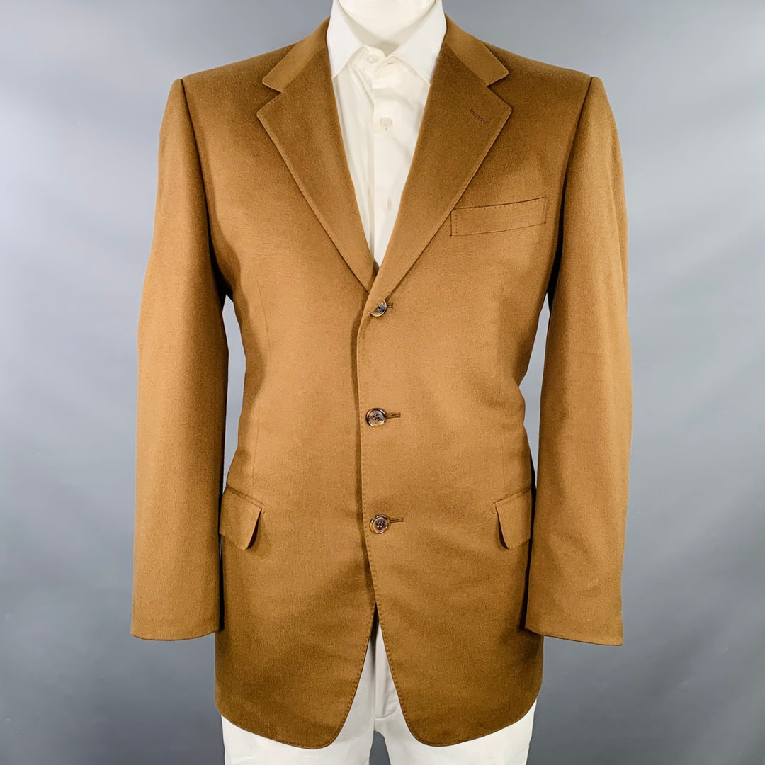 ERMENEGILDO ZEGNA Size 44 Brown Cashmere Notch Lapel Sport Coat