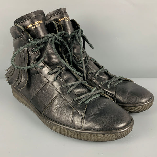 SAINT LAURENT Size 9.5 Black Fringe High Top Sneakers – Sui
