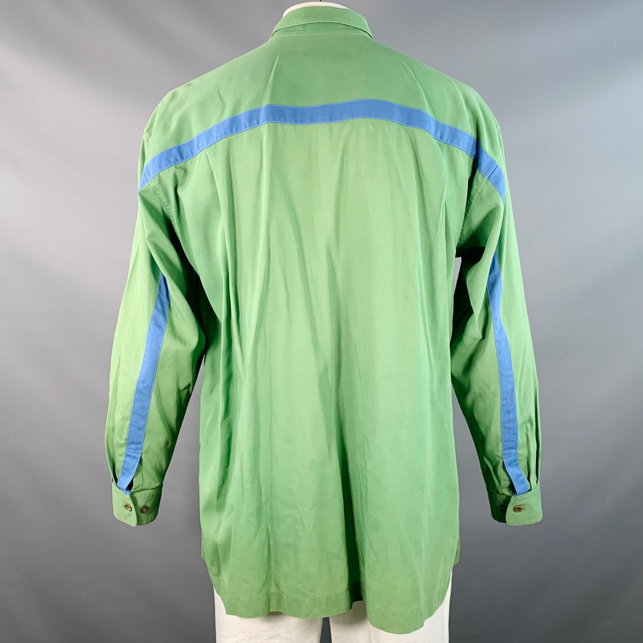 ISSEY MIYAKE サイズ3 ISSEY MIYAKE Vintage Size L Green Blue Stripe Cotton One