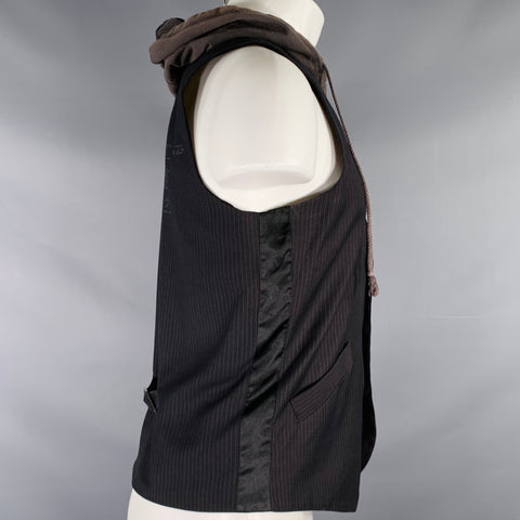 COHESIVE & CO. Size M Black Grey Pinstripe Cotton Vest