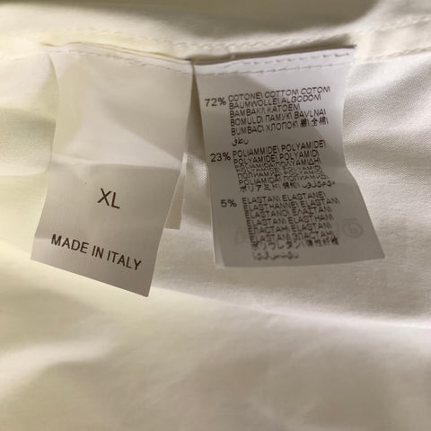 BRUNELLO CUCINELLI Size XL White Navy Cotton Blend Mixed Fabrics Dress Top