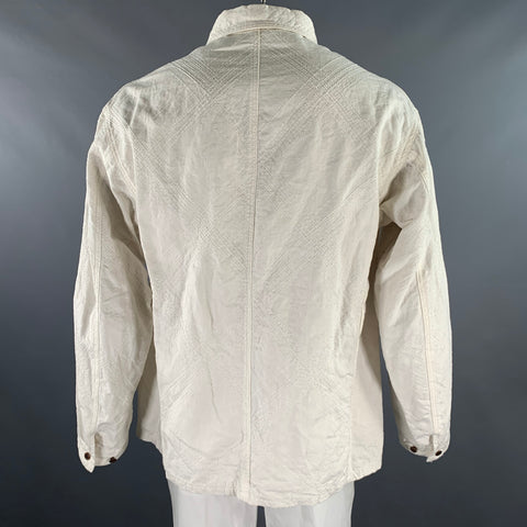 VISVIM Size L Ivory Stitched Linen Patch Pockets Jacket