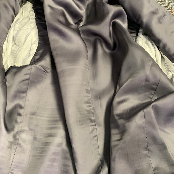 O'CONNELL'S Size 42 Long Grey Black Herringbone Wool Sport Coat