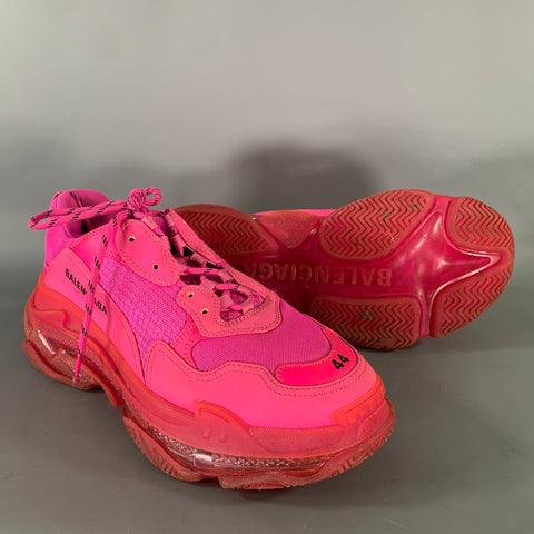 BALENCIAGA Size 11 Pink Red Triple S Mesh Lace Up Sneakers