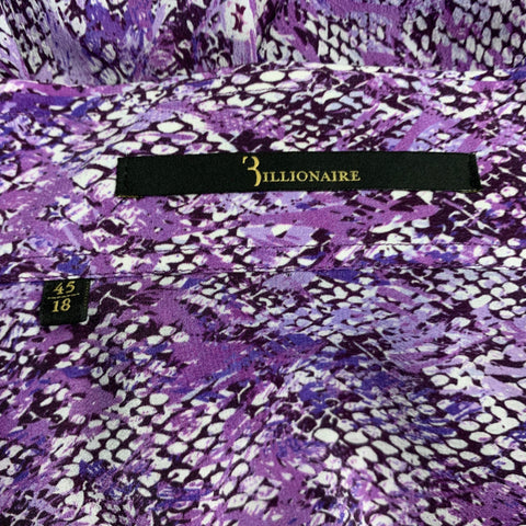 BILLIONAIRE COUTURE Size XL Purple White Snake Silk Button Up Long Sleeve Shirt