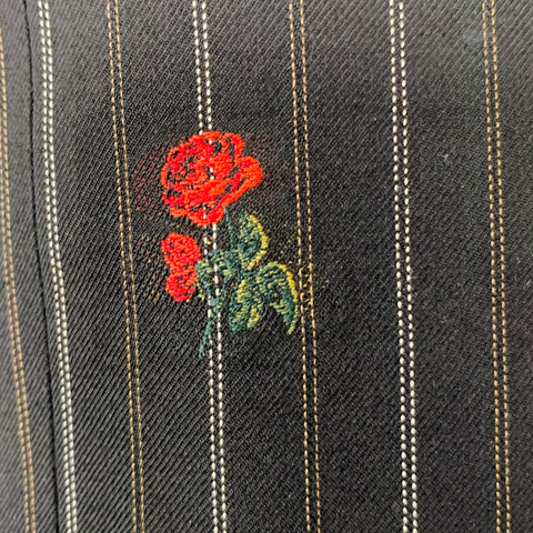 ALEXANDER MCQUEEN Size 42 Black Red Stripe Roses Wool Cotton Sport Coat