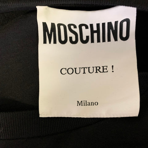 MOSCHINO Size XXL Black Yellow Graphic Cotton Crew Neck T shirt