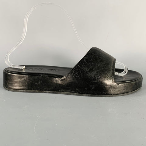 JIL SANDER Size 9.5 Black Leather Platform Sandals