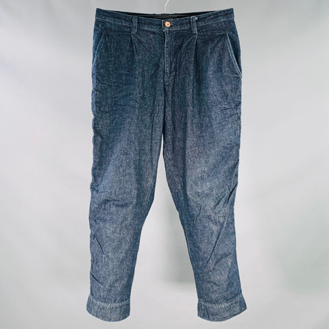 KOLOR Size M Indigo Twill Cotton Tapered Pleated Jeans
