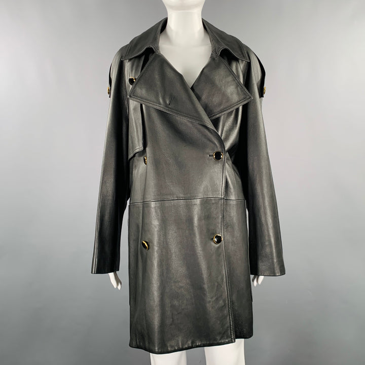 KHAITE Size S -The Eden- Black Gold Leather Calfskin Trench Coat