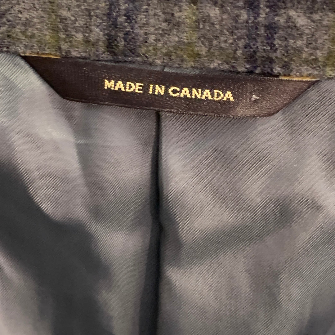 PAUL STUART Size 41 Grey Navy Green Plaid Wool Notch Lapel Sport Coat