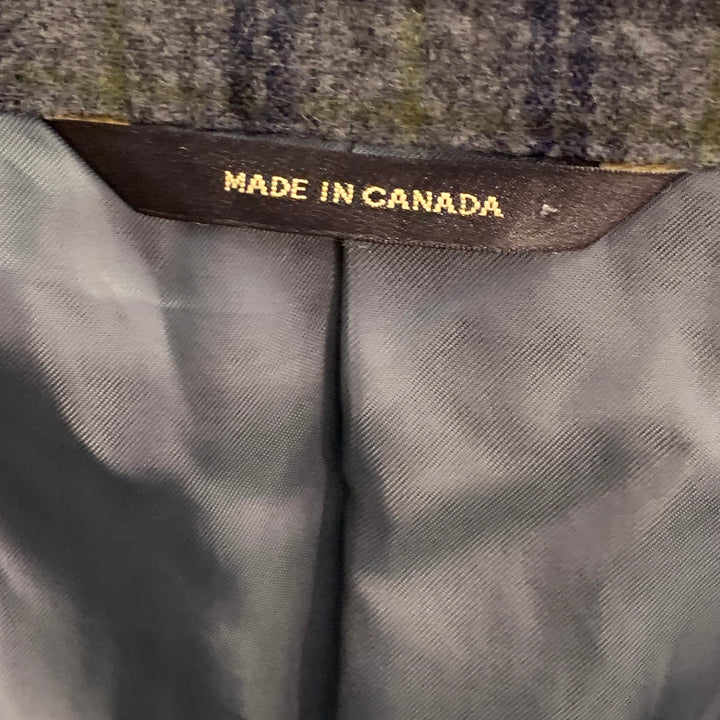 PAUL STUART Size 41 Grey Navy Green Plaid Wool Notch Lapel Sport Coat