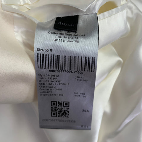 CALVIN KLEIN Size 40 Off White Silk Peak Lapel Sport Coat