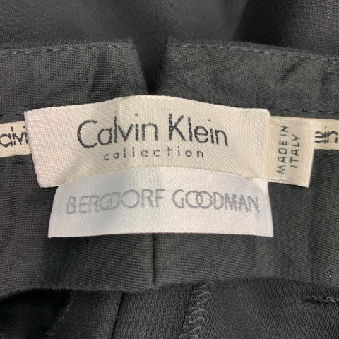 CALVIN KLEIN COLLECTION Size 8 Black Wool Wide Leg Dress Pants