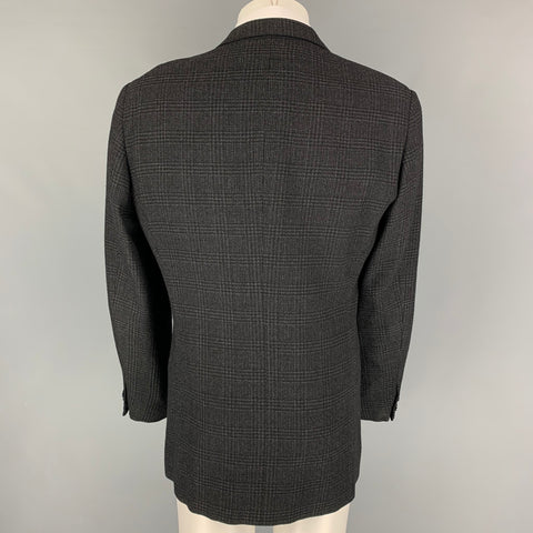 ARMANI COLLEZIONI Size 40 Black Charcoal Plaid Wool Sport Coat