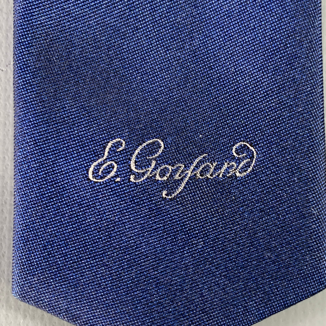 GOYARD Navy Grey Embroidered Silk Tie