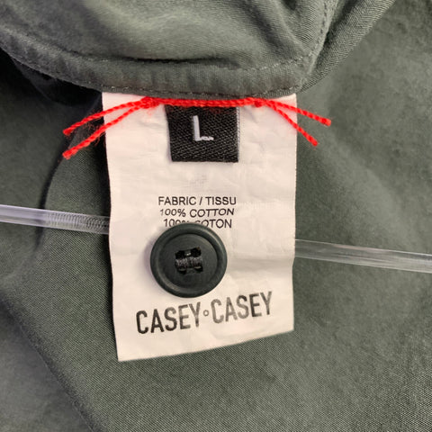 CASEY-CASEY Size L Green Sage Cotton Long Sleeve Shirt