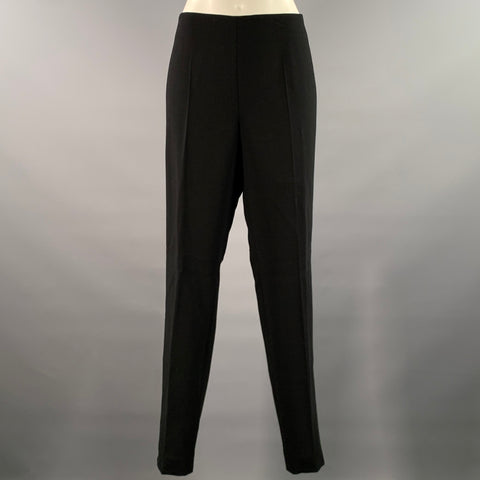 AKRIS Size 10 Black Wool Polyamide Side Zipper Slim Pants