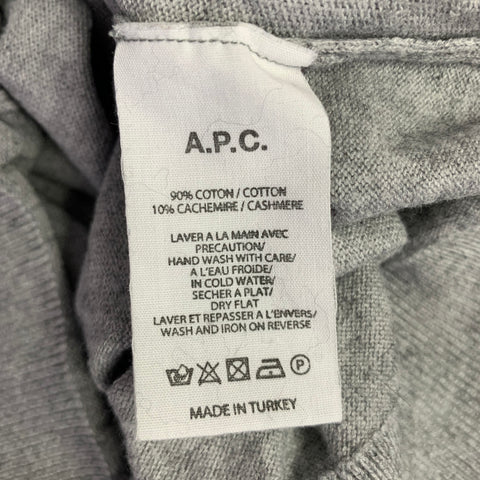 A.P.C. Size L Grey Knit Cotton Cashmere Polo Pullover