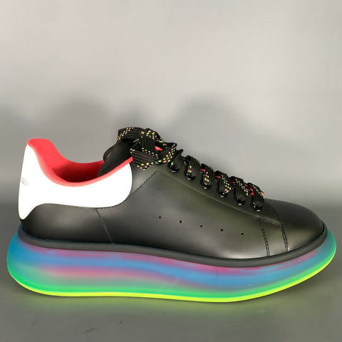 ALEXANDER MCQUEEN Size 10 Black Multi-Color Color Block Leather Low Top Sneakers